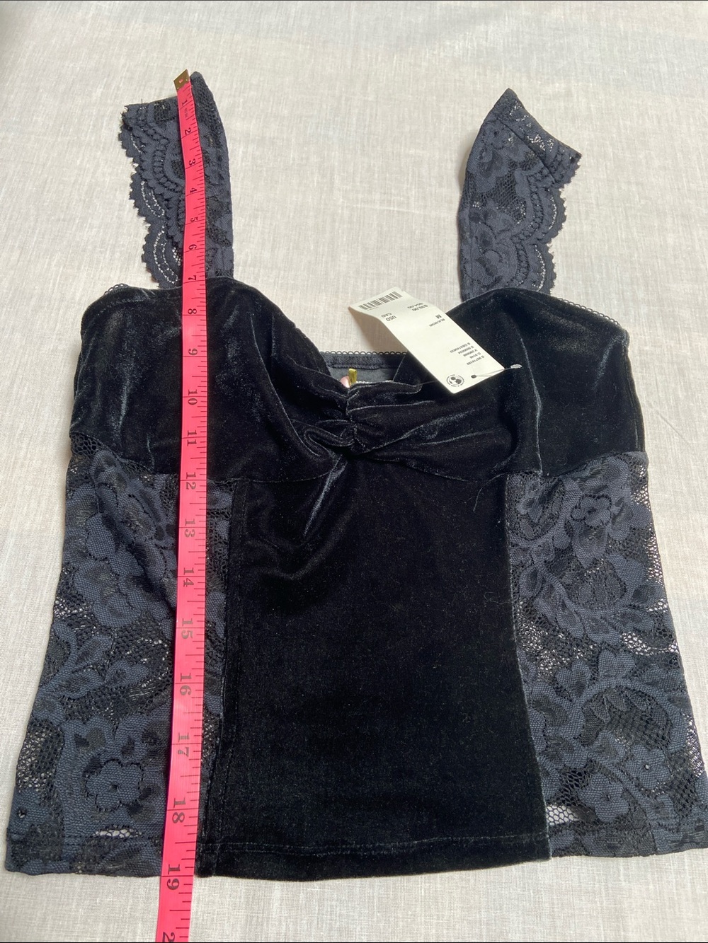 Kimchi Black Lana Velvet and Lace Tank Top New - Picture 5 of 10